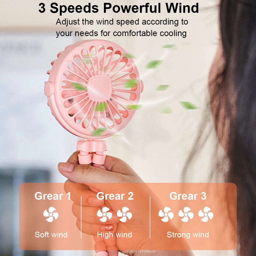 Portable Clip Fan Mini Stroller Fan USB Rechargeable Baby Stroller