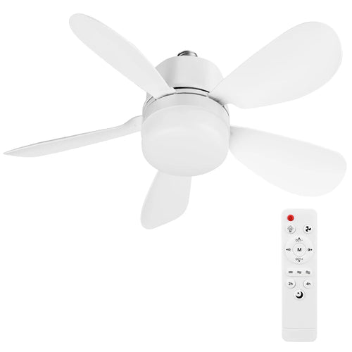 Socket Fan Light with Remote, Small Ceiling Fan with LED, E26/E27+B22