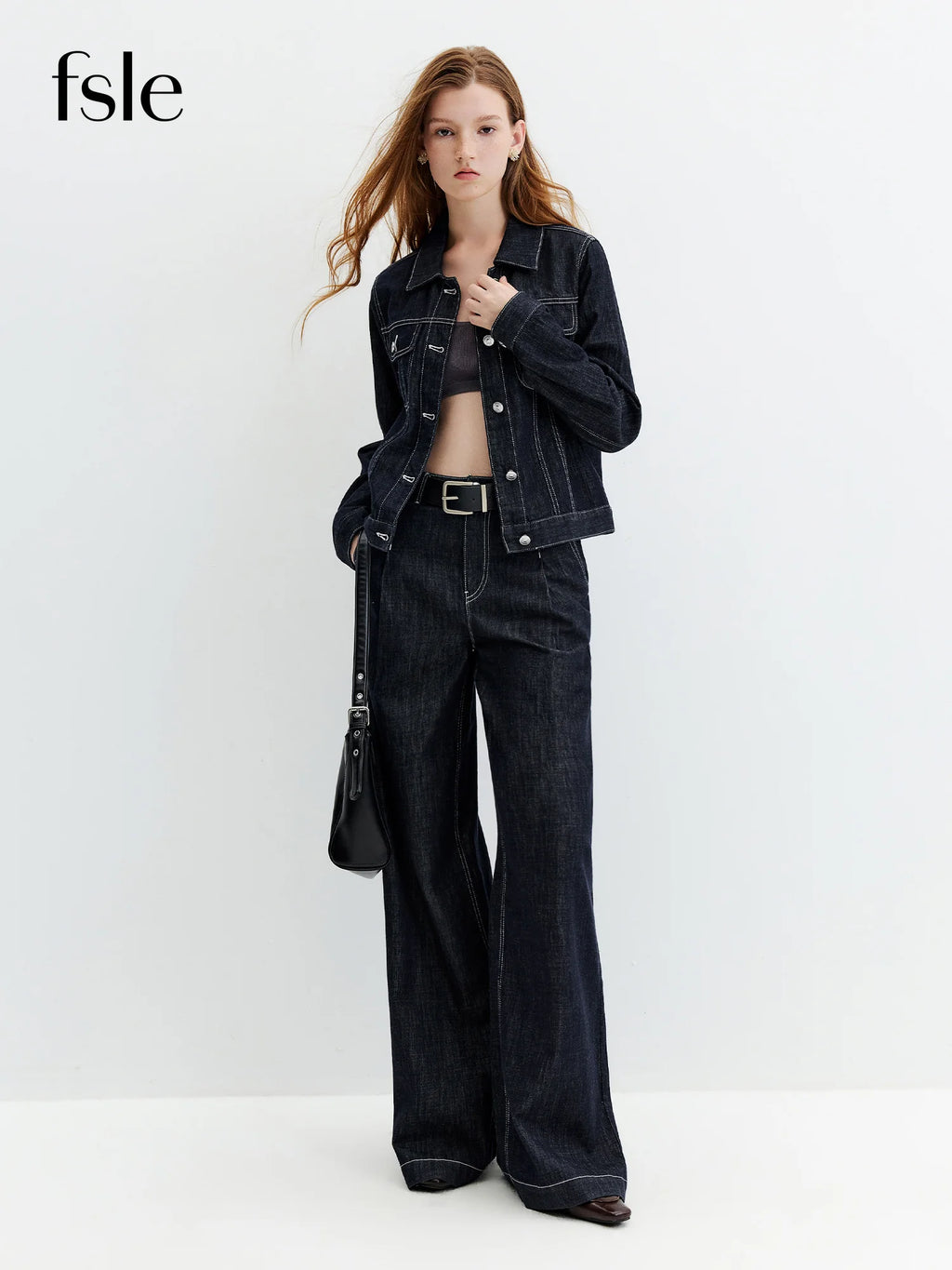 FSLE【Premium Series】Vintage Y2K Denim Jacket Jeans Set Slim Trucker