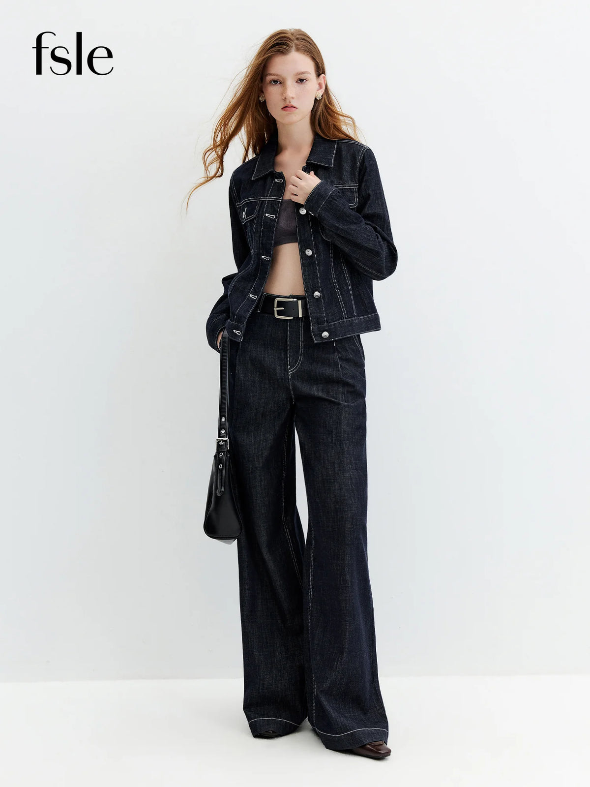 FSLE【Premium Series】Vintage Y2K Denim Jacket Jeans Set Slim Trucker