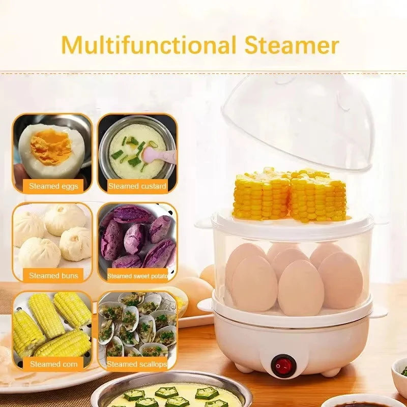 Double Layers Electric Egg Boiler Multifunctional Breakfast Cooking