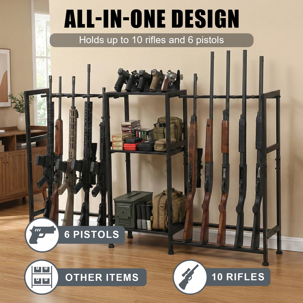 VOTAGOO Easy-to-Install Multifunctional Vertical Gun Rack, Wall Mount