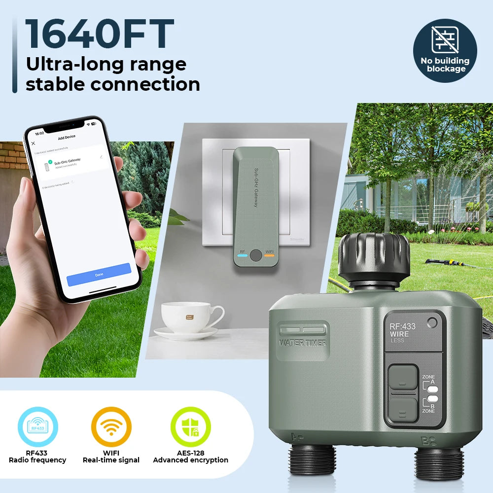 Tuya Wifi+RF433  2 Outlet Smart Garden Watering Timer Drip Irrigation