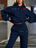 New Women's Sets Hoodie and Pants PARIS Letter Print High Quality