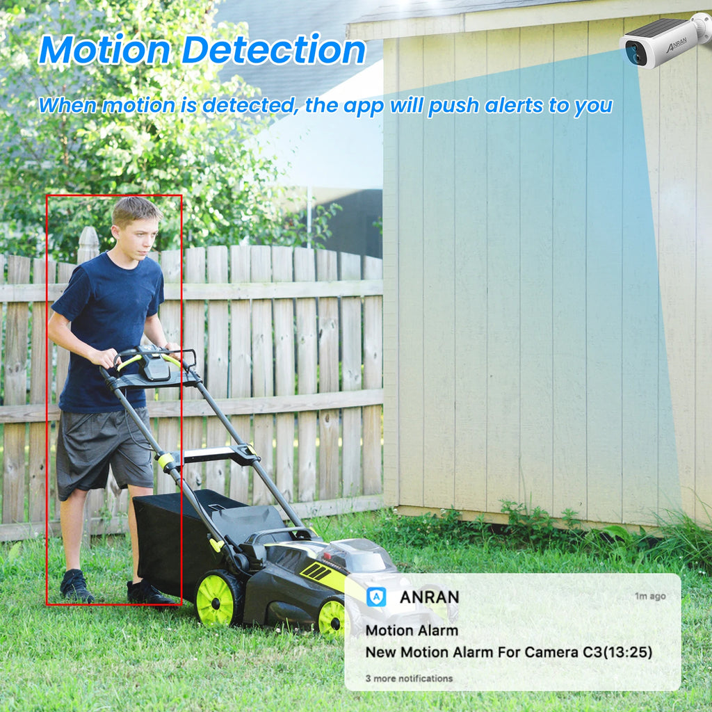 ANRAN 2K Solar Camera Wireless Home Protection Security Camera 2.4G