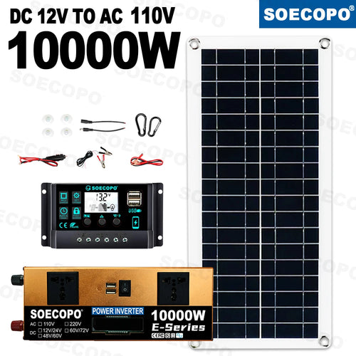 10000W Solar System Complete Kit Dual12V/24V To 110V/220V100A