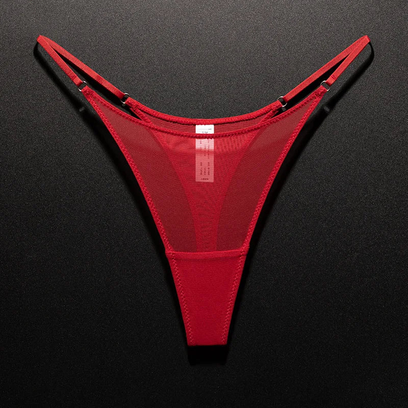 Mesh Women Briefs Seamless Thong Ultra-thin Sexy High Slit Underwear