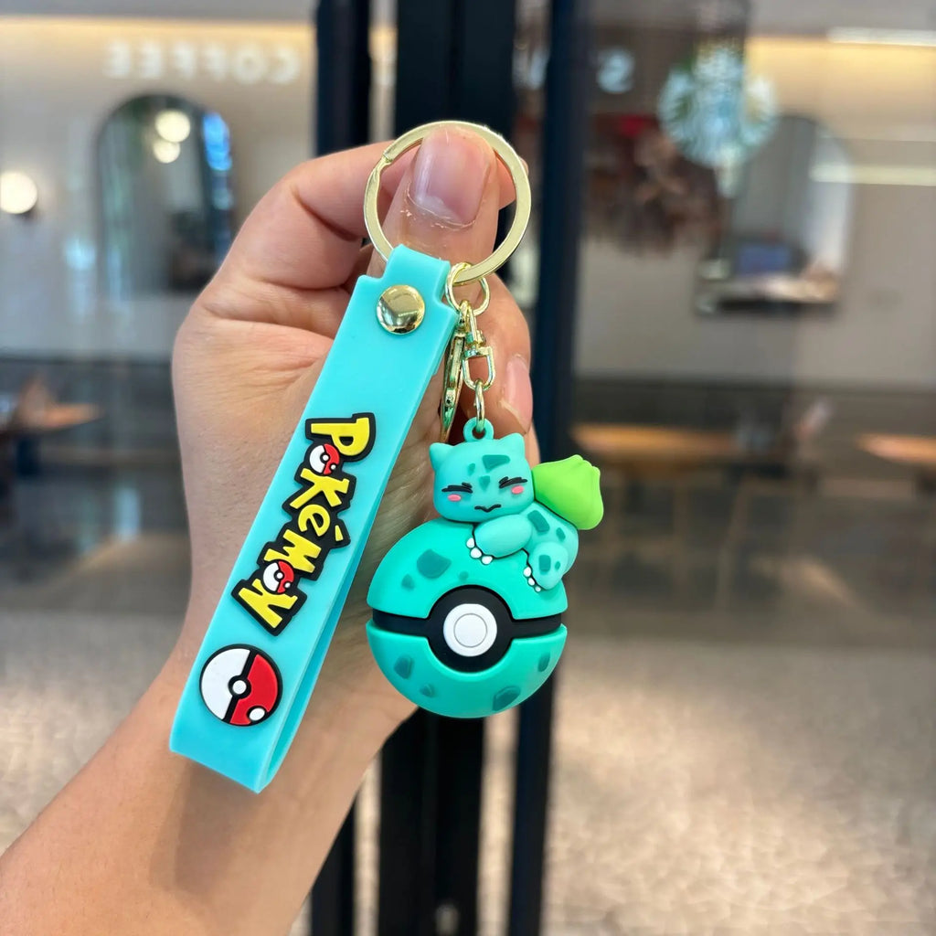 Pokémon Poké Ball Keychain Set, Pikachu Eevee Charmander figure