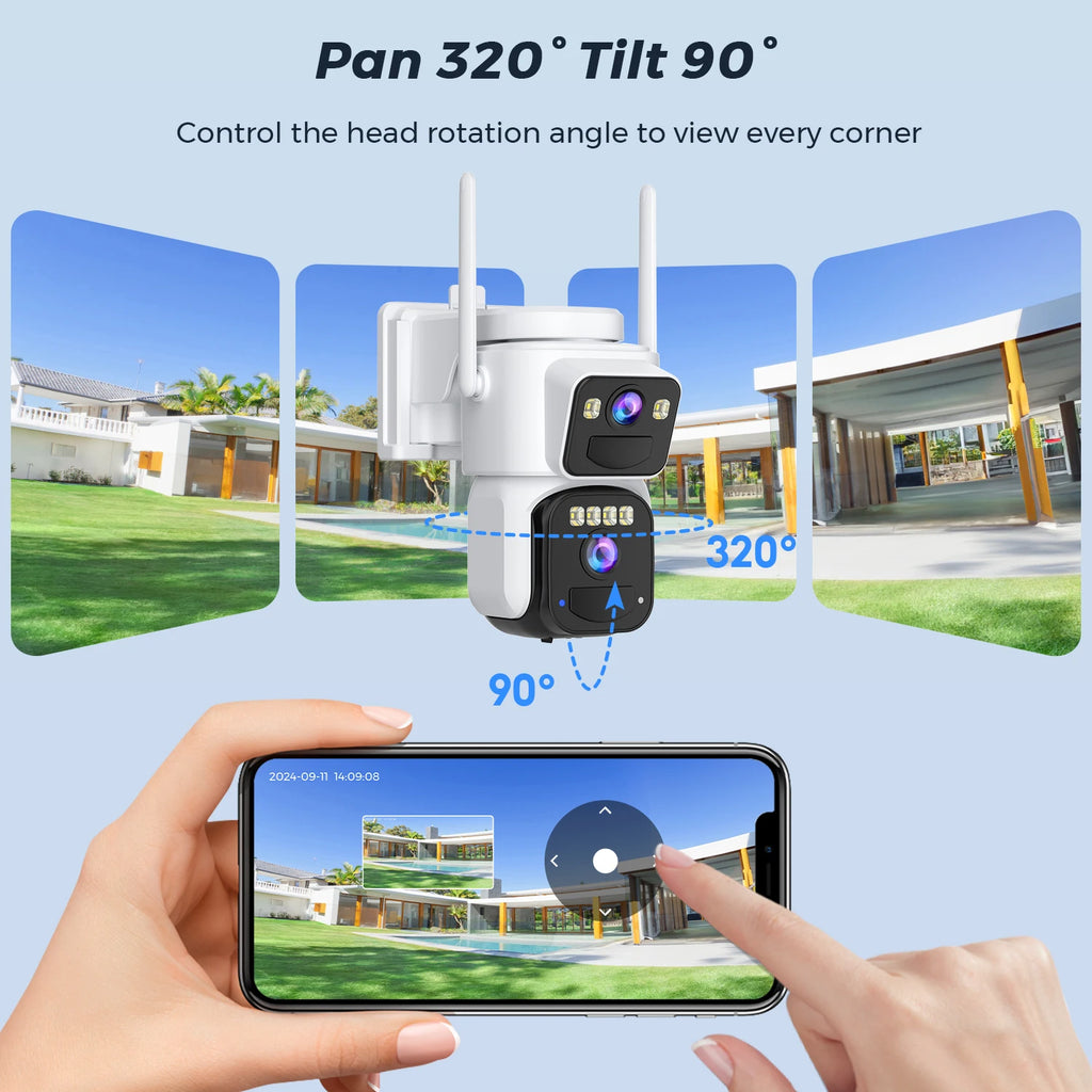 8MP Dual Lens Solar WIFI Security Cameras With Solar Panels Color