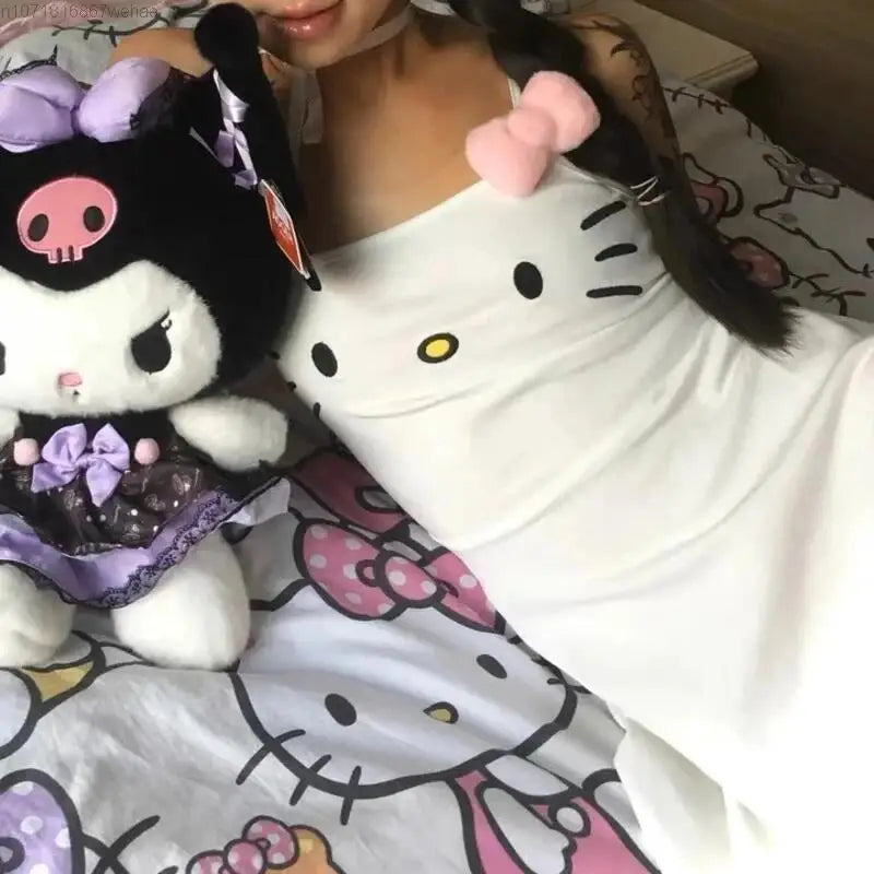 Dress Sanrio Sweet and Cute Dress Anime Hello Kitty Women's Sexy Spicy