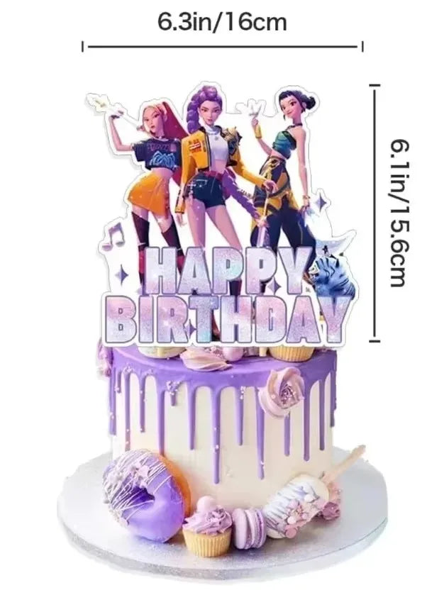 Anime Grils Lumi Mila Zoi Witch Hunter Cake Toppers Happy Birthday