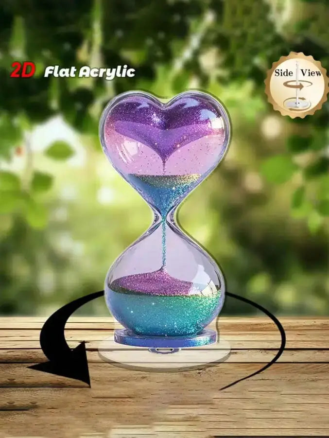 1Pc Acrylic Heart-Shaped Funnel Decor 2D Flat Rotating Modern 3D