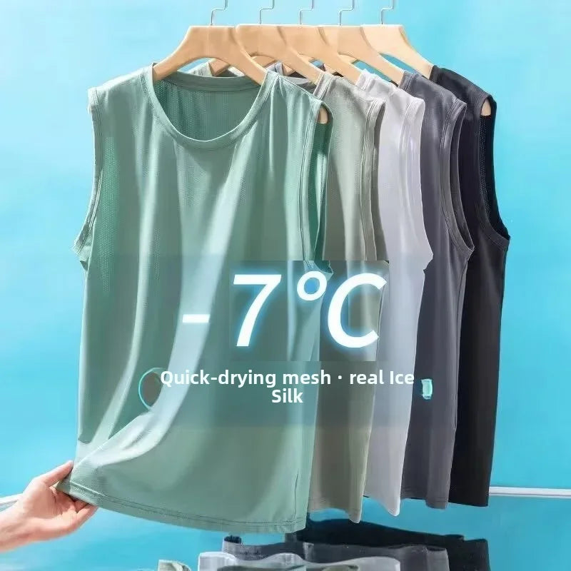 Men's Ice Silk Mesh Vest Lightweight Sports Summer Wear Sleeveless