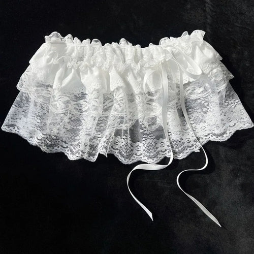 2026 Korean Ins Unique Lace Layered Gauze Skirts Lace Trim A-Line