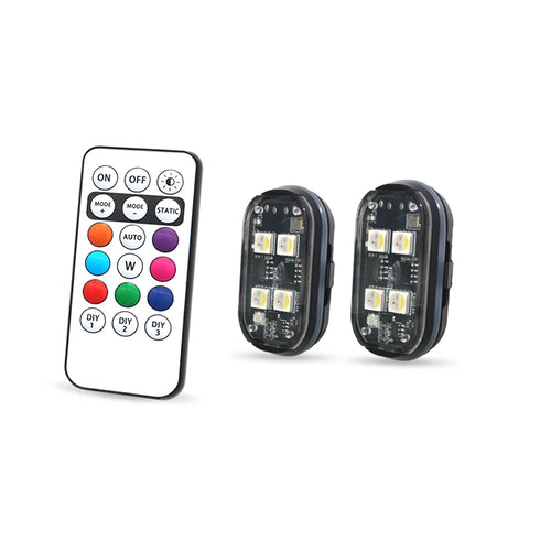 2/4pcs Wireless LED Strobe Lights Car Decor Atmosphere Light, 8 Colors