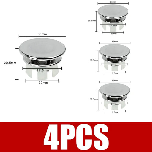 4PCS Plastic Bathroom Kitchen Basin Sink Overflow Cover Ring Insert