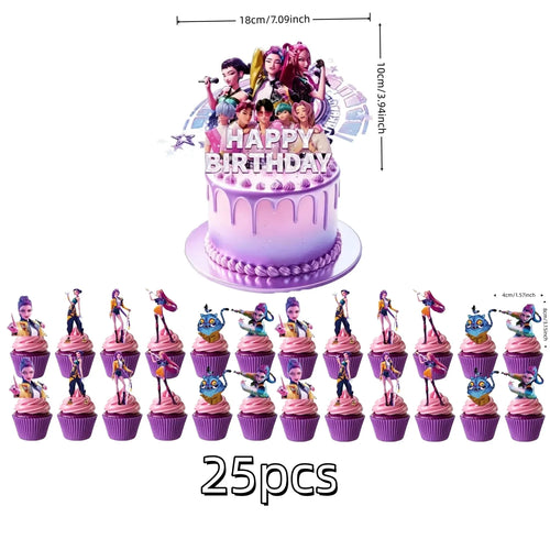 Anime Grils Lumi Mila Zoi Witch Hunter Cake Toppers Happy Birthday