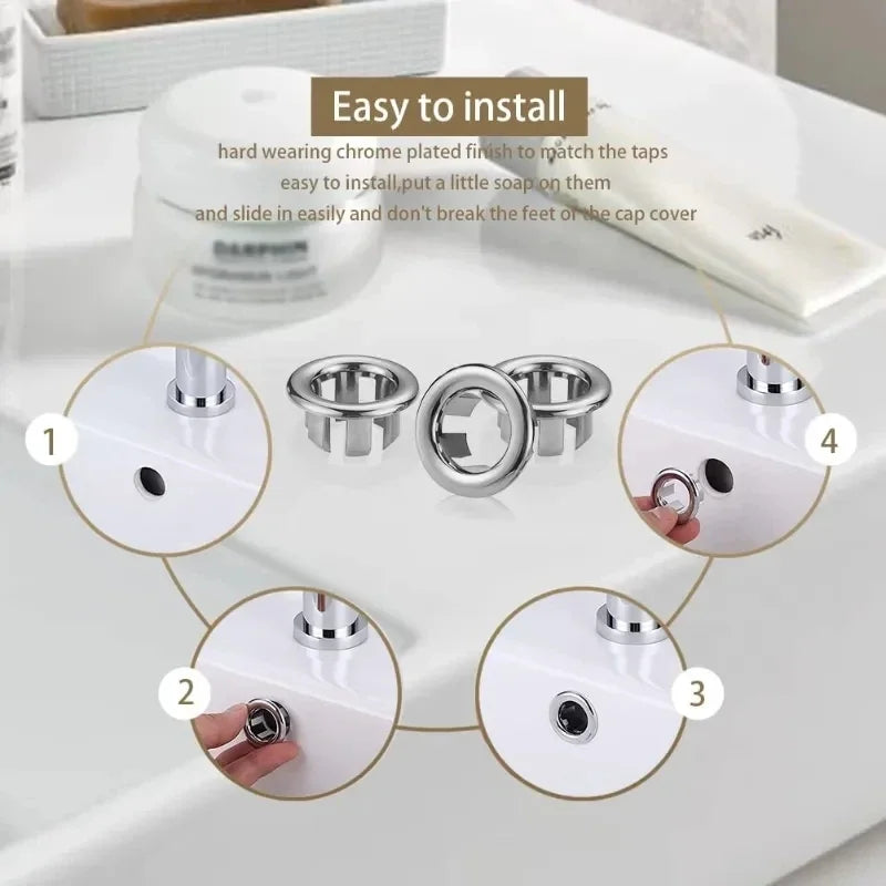 4PCS Plastic Bathroom Kitchen Basin Sink Overflow Cover Ring Insert