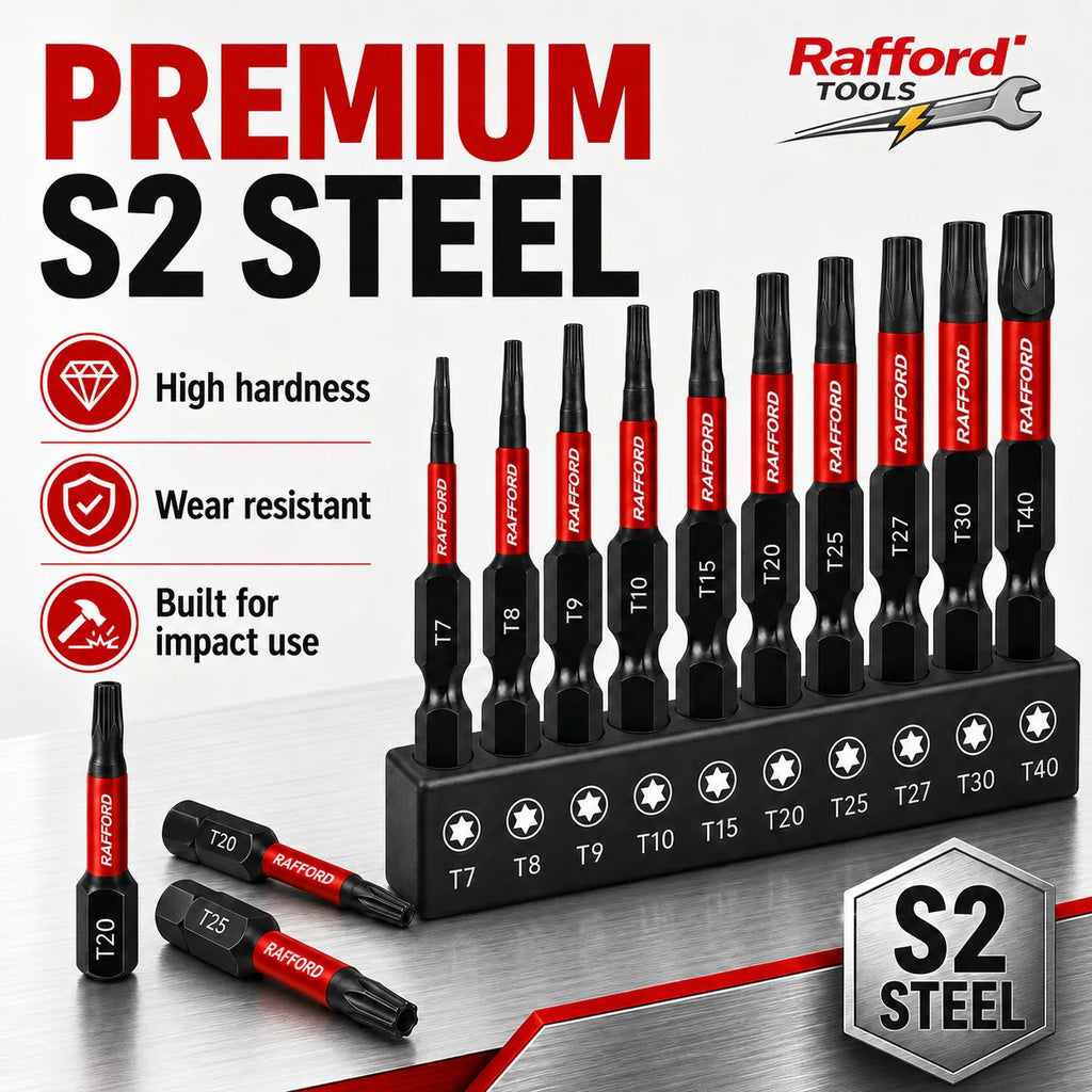 Rafford 10PCS Torx Impact Screwdriver Bits Set T7 T8 T9 T10 T15 T20