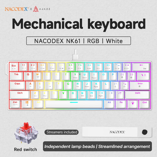 AJAZZ NK61 Wired Gaming Mechanical Keyboard 60% RGB Hot-Swappable 61