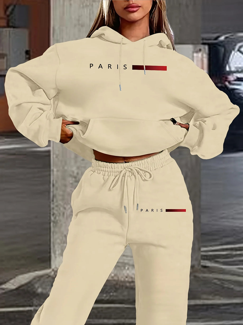 New Women's Sets Hoodie and Pants PARIS Letter Print High Quality