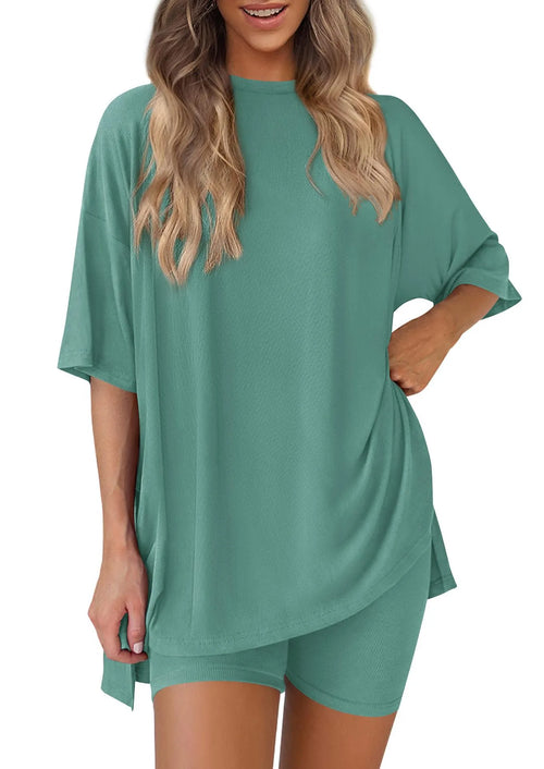 2026 Women's Oversized Two Piece Outfit Summer Casual Loose T Shirt