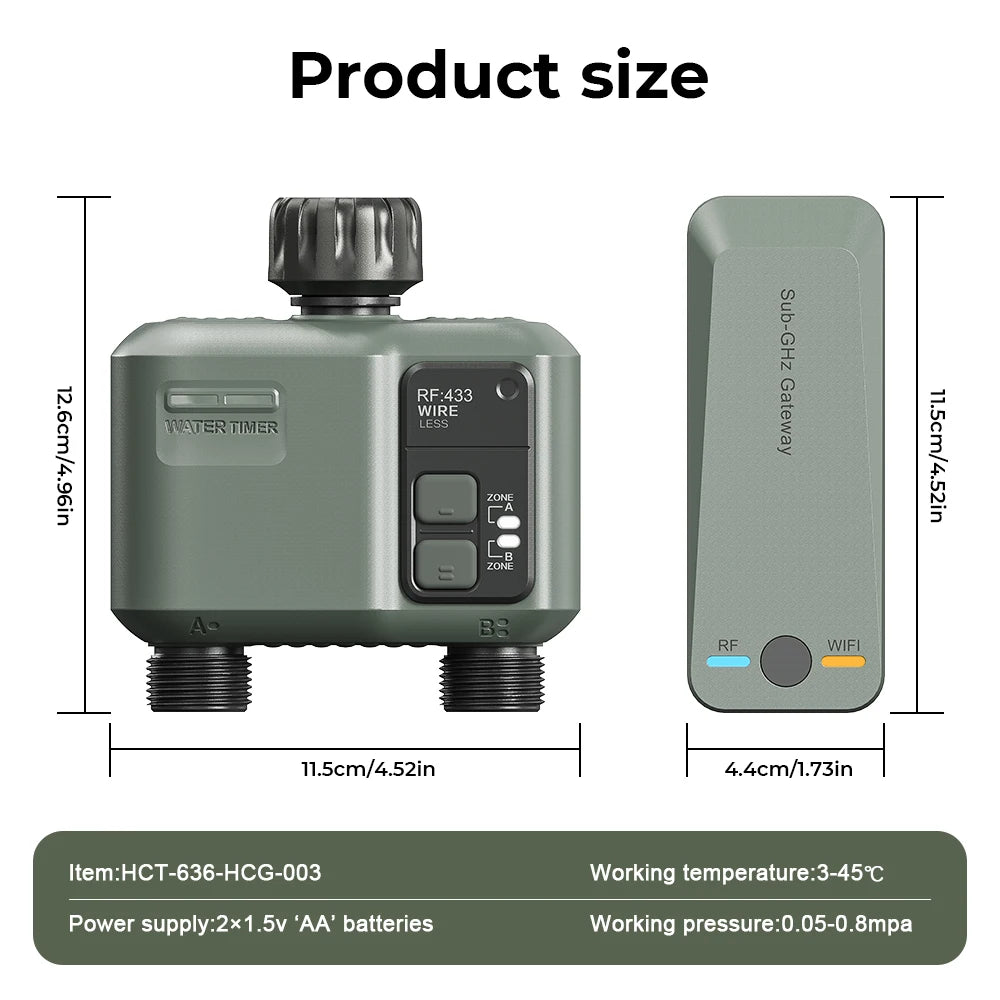 Tuya Wifi+RF433  2 Outlet Smart Garden Watering Timer Drip Irrigation