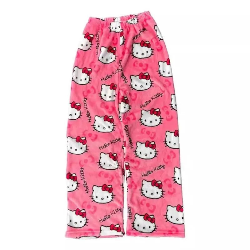 New Autumn Winter Flannel Popular Hello Kitty Pajama Pants Thickened