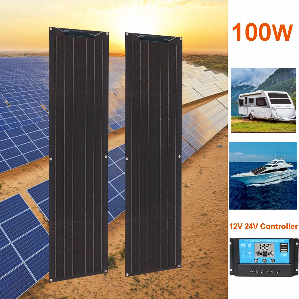 Flexible Solar Panel 100W 50W 12V Battery Charger Photovoltaic Panel