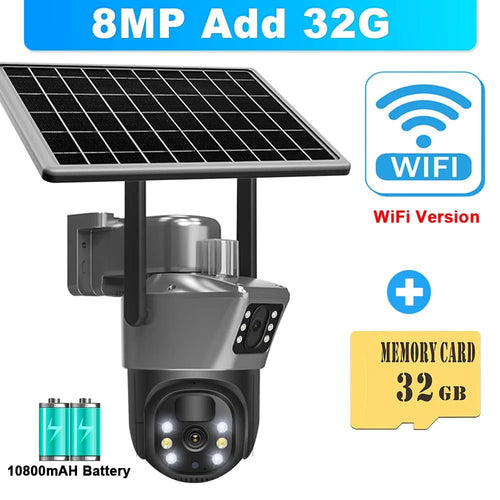 8MP 4K WiFi Solar Camera Outdoor Wireless CCTV Surveillance Camera