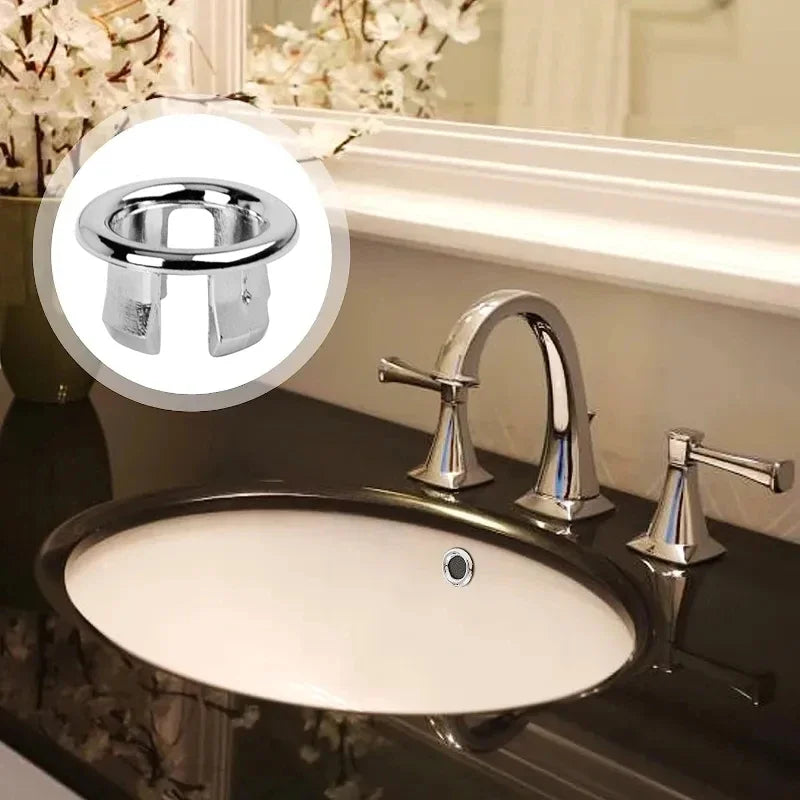 4PCS Plastic Bathroom Kitchen Basin Sink Overflow Cover Ring Insert