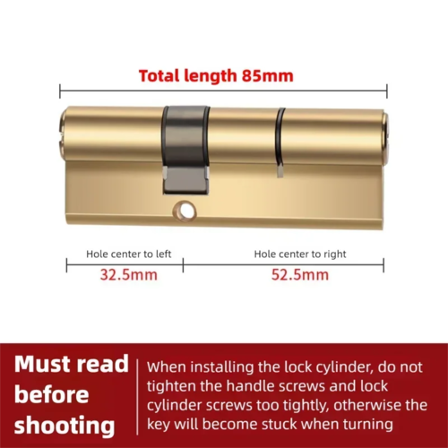 Door Cylinder Biased Lock 65 70 80 90 100mm Cylinder AB Key Anti-Theft