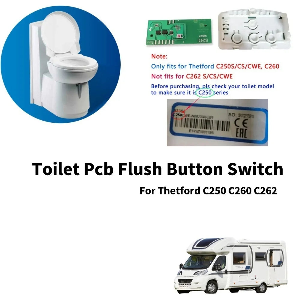 RV Toilet Switch Button Circuit Board Caravan Motorhome Interior