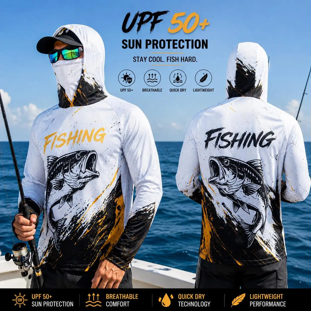 Men's Hooded Fishing Shirt, UPF Sun Protection, Breathable, Long