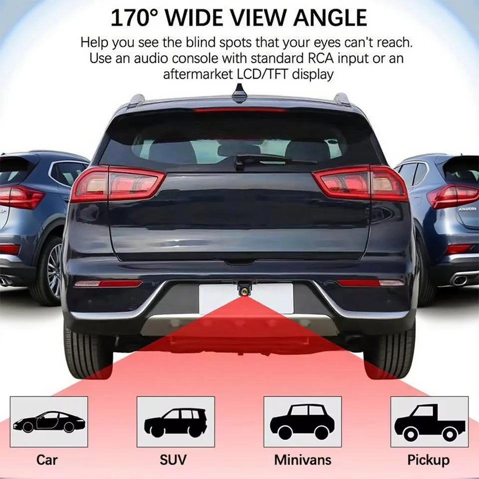 1080P Car Rear View Camera 170° Wide Angle Adjustable