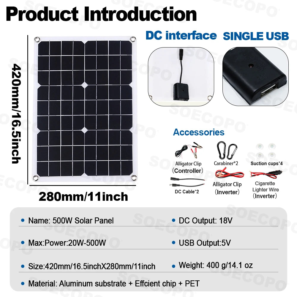 6000W/650W Mini Solar Kit Off-Grid Solar System Panel+Controller+12V
