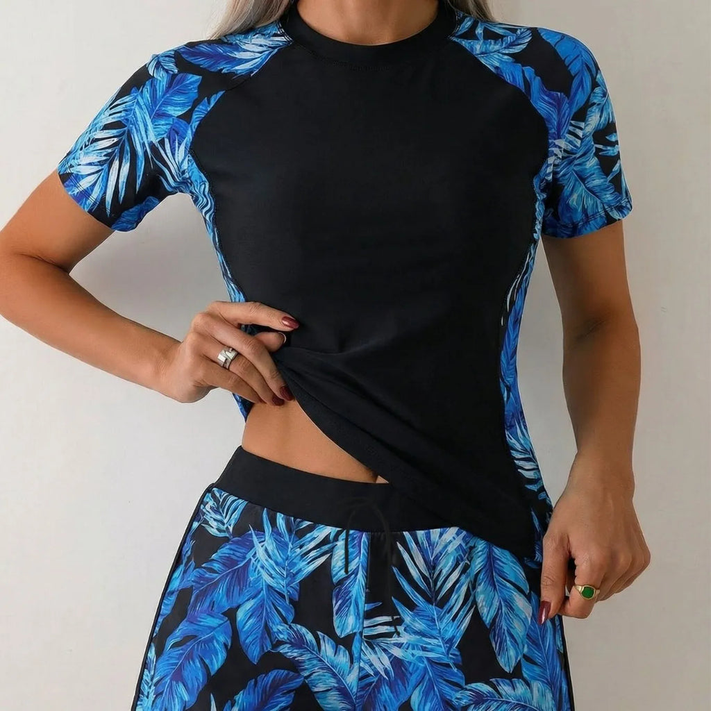 Woman Tankini With Shorts Crop Tankini Top Floral Print Two Piece