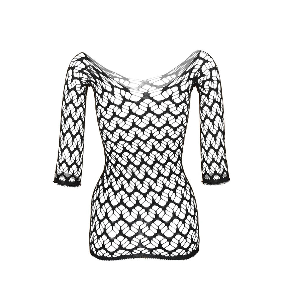 Women Summer Bodycon Top Long Sleeves Beach Cover Up Hollow Out