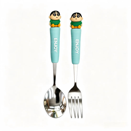 Anime Crayon Shin-Chan Fork And Spoon Set Cartoon Figure Durable