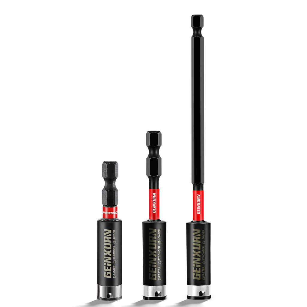 Geinxurn 3PCS Impact driver bit set(2.4"/3"/6"), 1/4" Hex S2 Alloy