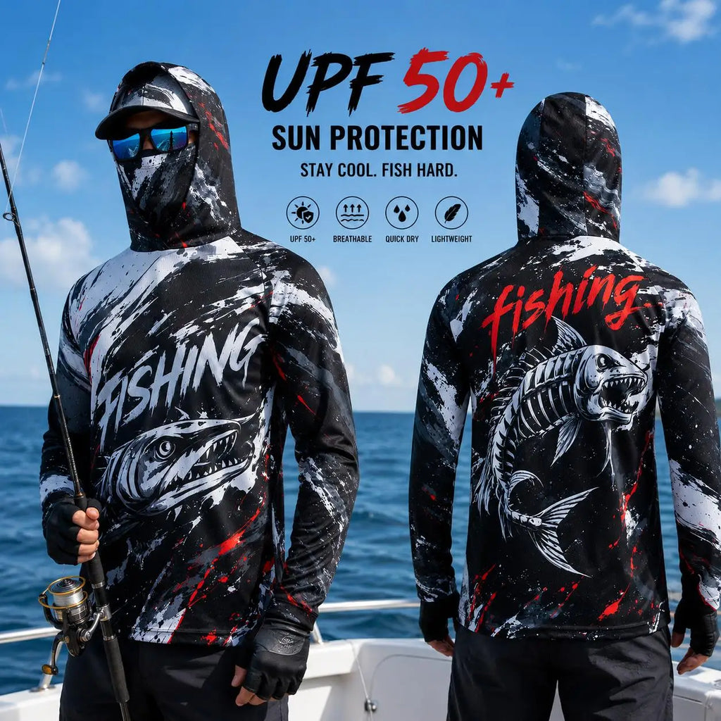 Men's Hooded Fishing Shirt, UPF Sun Protection, Breathable, Long