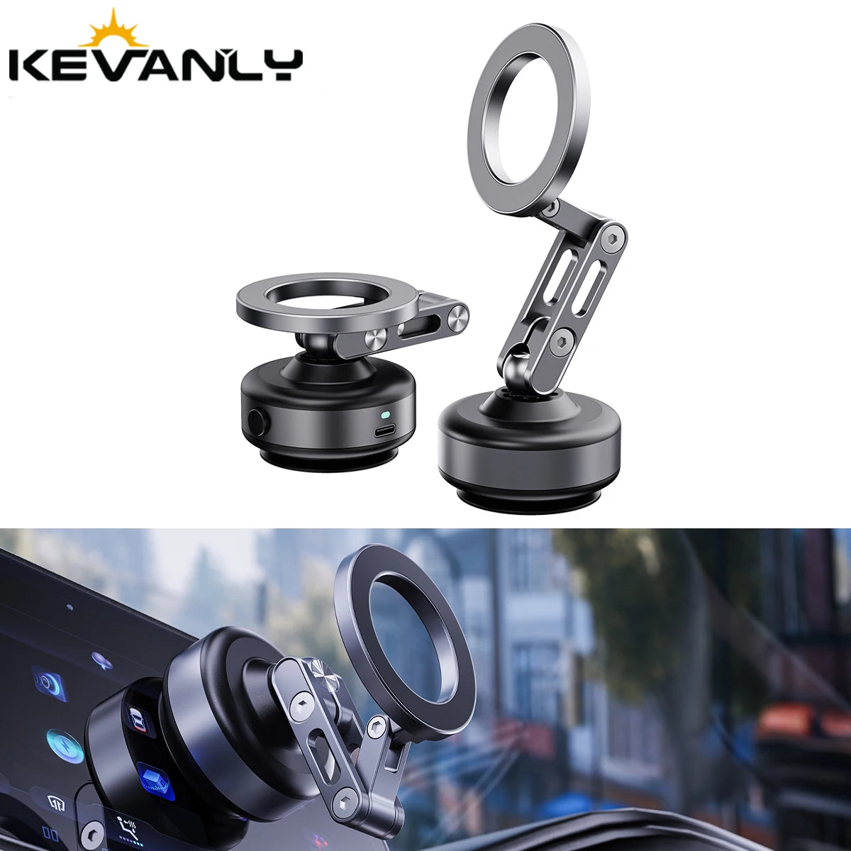 Vacuum Magnetic Suction Cup Car Mobile Phone Mount Universal Folding