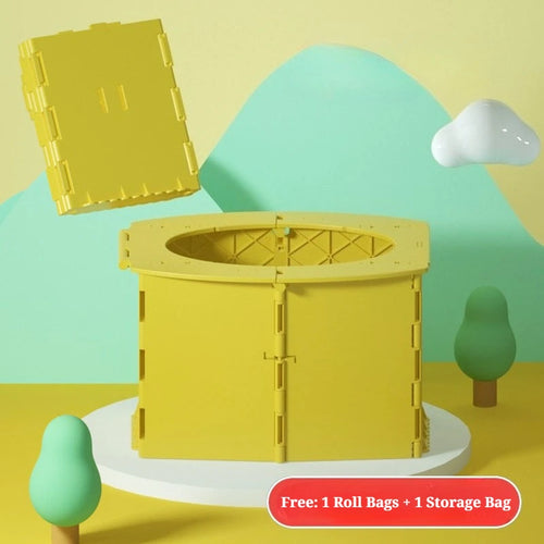 Kids Travel Potty with 1 Roll Bags Storage Bag Toddler Foldable