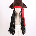 Halloween Pirate Costume Accessory Set Long Black Curly Wig Medieval