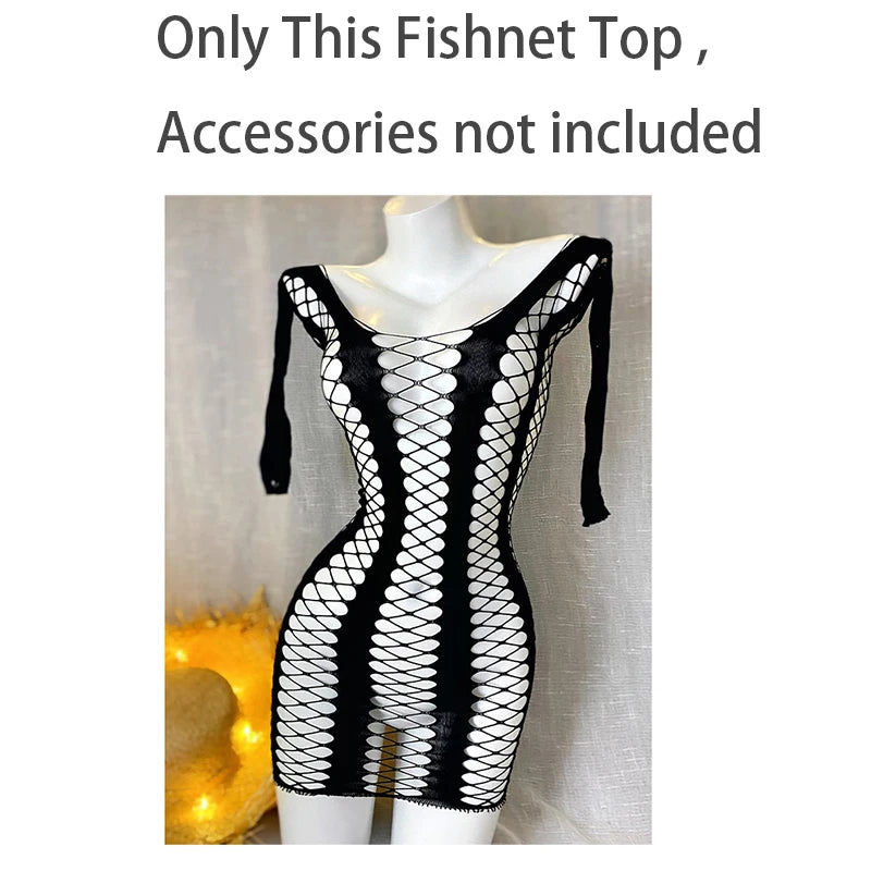 1 PC Long Sleeve Hollow Out See-through Top Sexy Fishnet Top Women