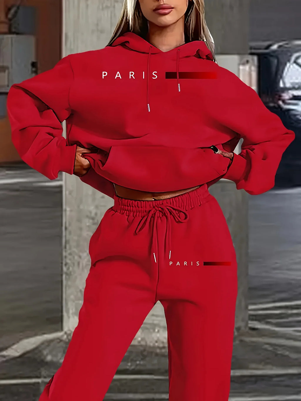 New Women's Sets Hoodie and Pants PARIS Letter Print High Quality