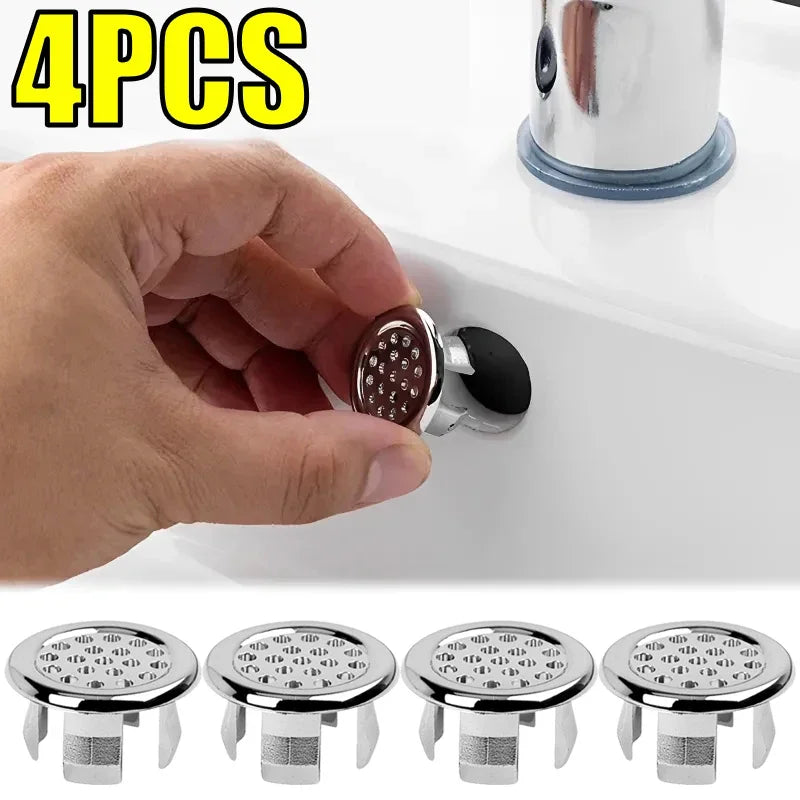 4PCS Plastic Bathroom Kitchen Basin Sink Overflow Cover Ring Insert
