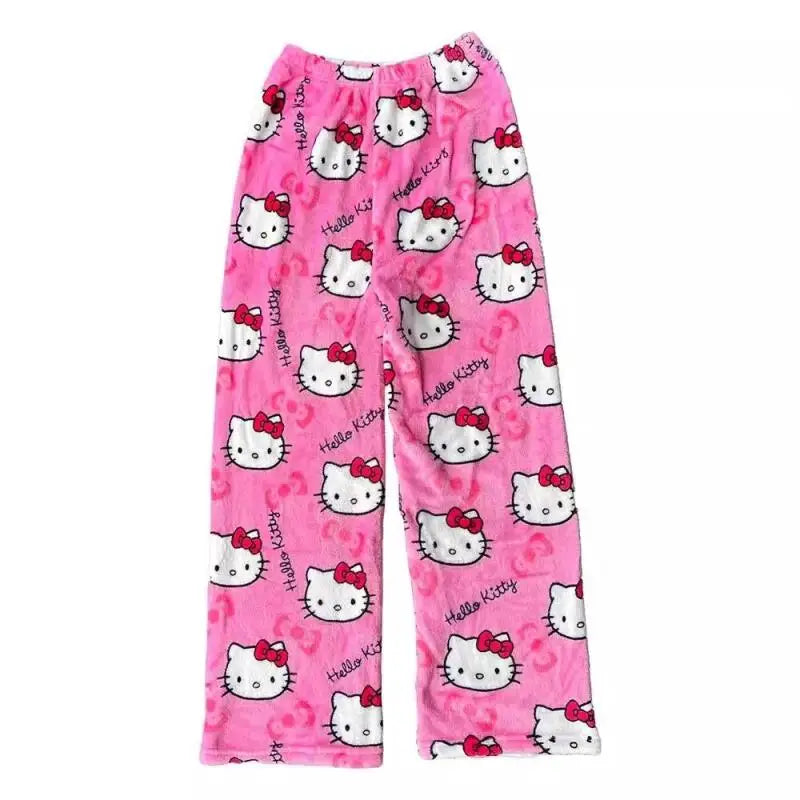 New Autumn Winter Flannel Popular Hello Kitty Pajama Pants Thickened