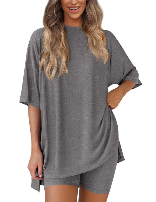 2026 Women's Oversized Two Piece Outfit Summer Casual Loose T Shirt