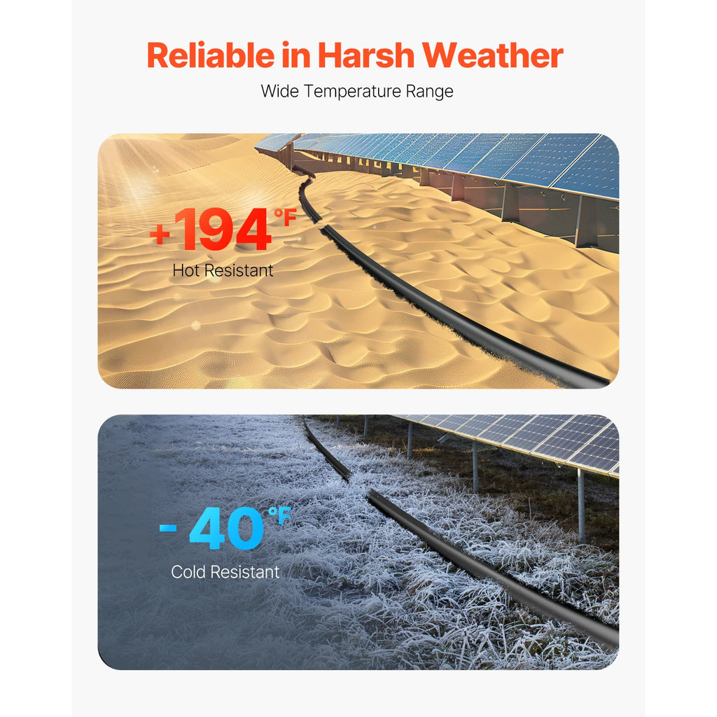 SucceBuy 100FT Solar Panel Extension Cable 10AWG 6mm² IP67 Waterproof